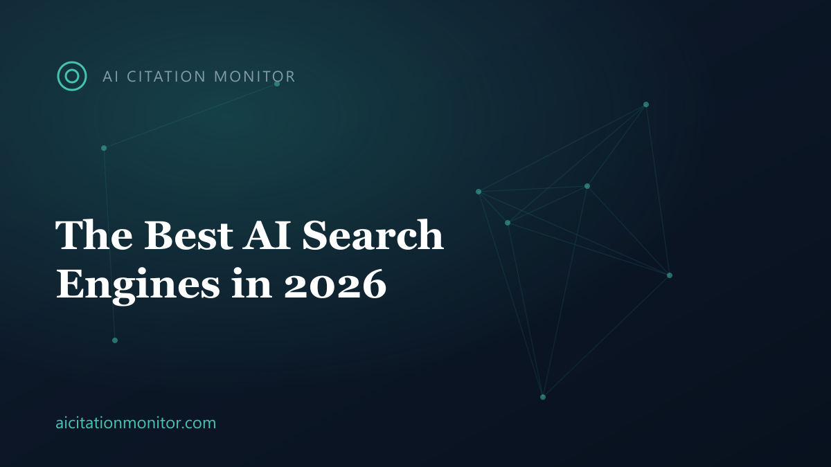 Lineup of the best AI search engines in 2026 with their logos and user counts