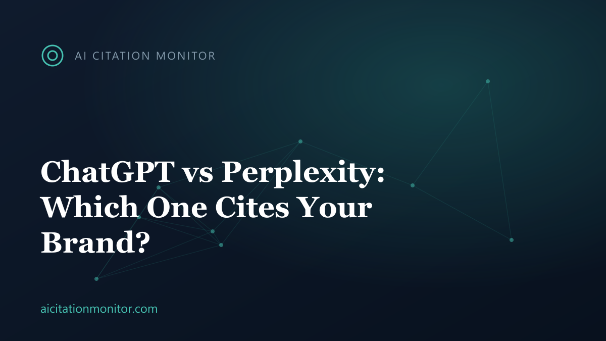 Table comparing ChatGPT and Perplexity on users, citations per answer, and brand mentions