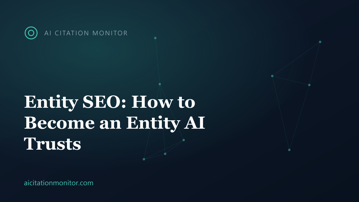 Knowledge graph nodes connecting a brand entity to facts AI engines trust