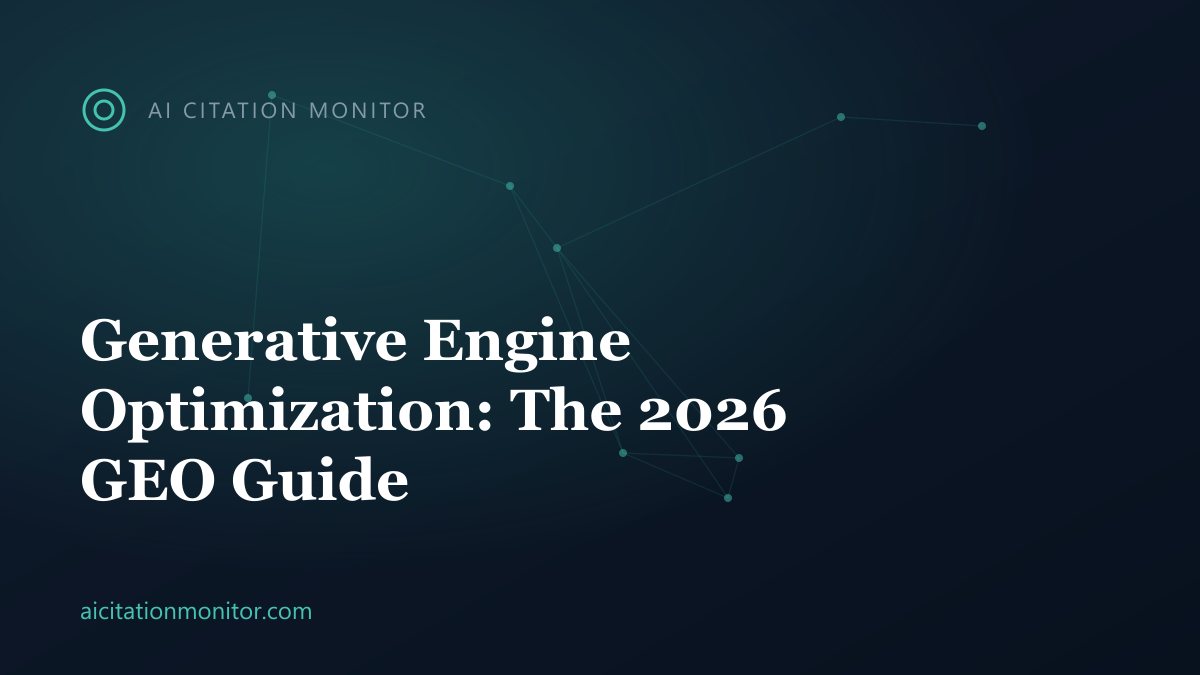 Generative engine optimization dashboard showing AI citation rate and share of voice across ChatGPT, Perplexity, and Google AI Overviews