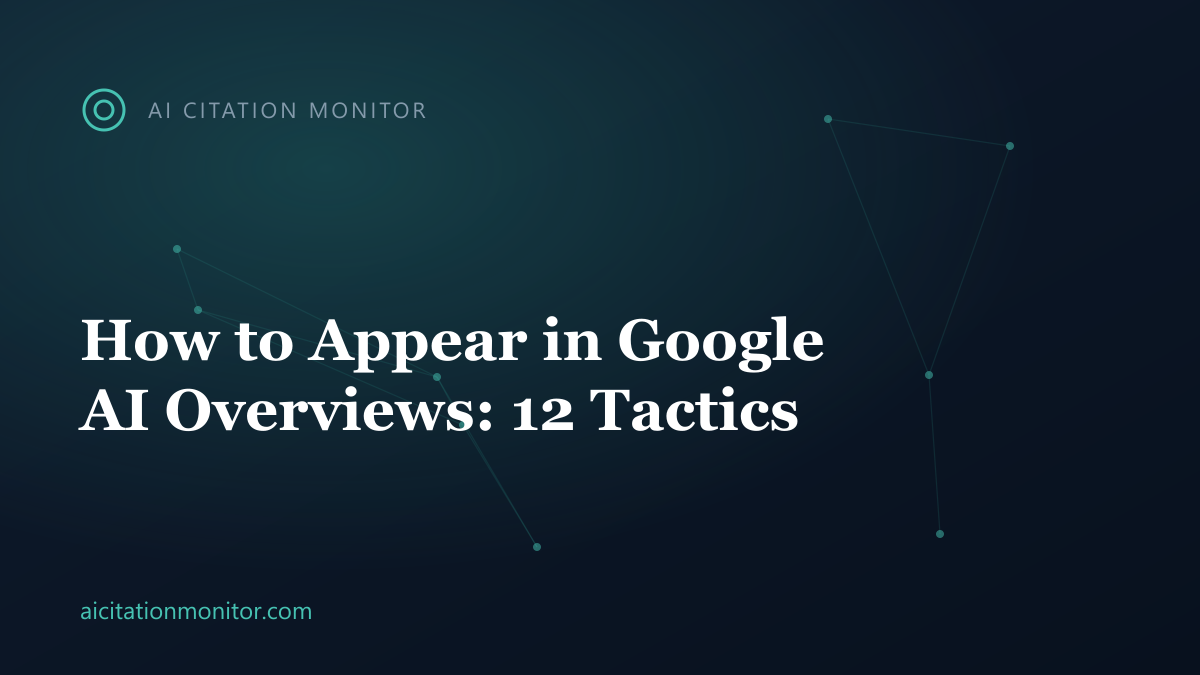 Diagram showing how to appear in Google AI Overviews with schema and answer-first content