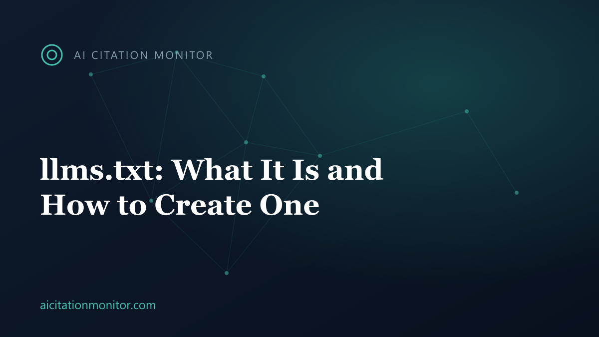Sample llms.txt structure with title, summary, and curated links to key pages
