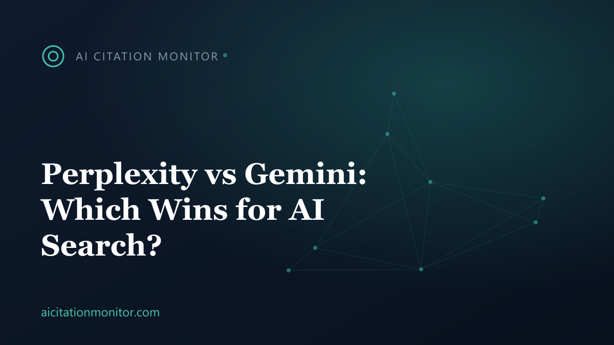 Table comparing Perplexity and Gemini on citations per answer and source transparency